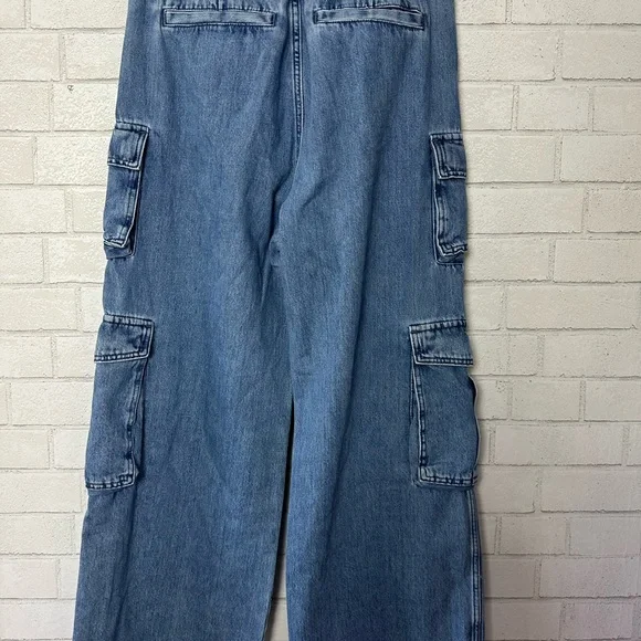 Favorite Daughter the Carly Cargo Jeans Highway High Rise Wide Leg 31 Cotton - Picture 13 of 14